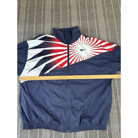 Reebok Jacket Mens XL Blue Track Jacket Vintage Rising Sun Windbreaker Full ZiP - Picture 5 of 12